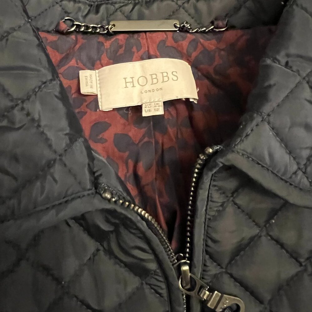 Hobbs London Quilt Quilted Coat Jacket Blue navy 12 large pocket silver zipper - Picture 3 of 14